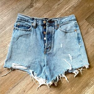 BDG Urban Outfitters High Rise Jean Shorts Festival Distressed Denim Size 26 27